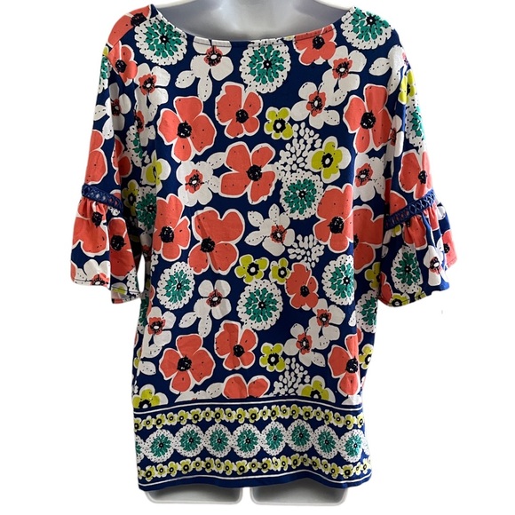 Crown & Ivy floral ruffle sleeve lace blouse top 1X - Picture 4 of 5